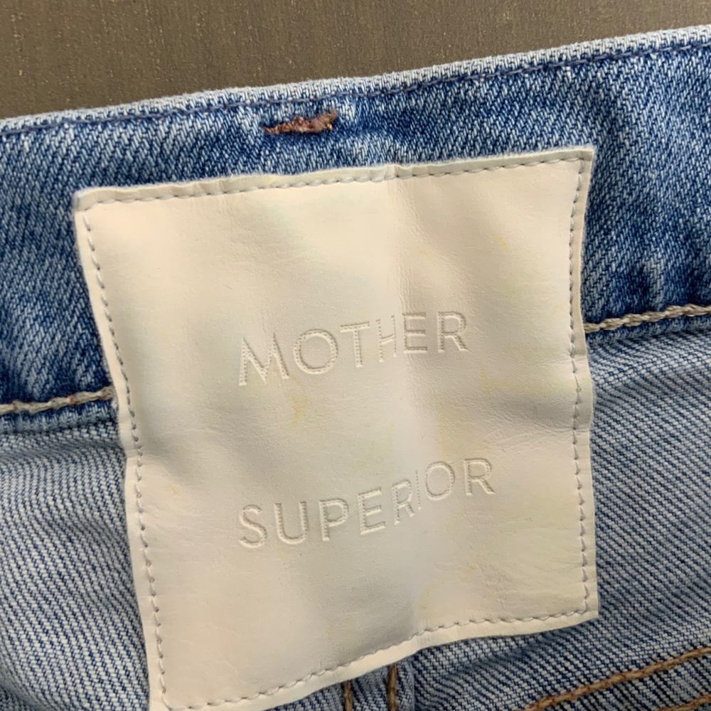 Mother Denim High Waisted Straight Leg Distressed Jeans Blue Medium Wash - Picture 10 of 13
